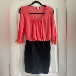 B Darlin 5/6 Pink/Black Dress Waist Fitted